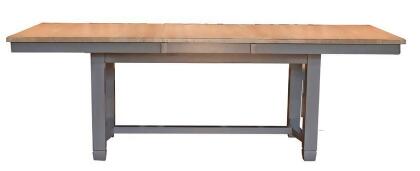 A-America Port Townsend Trestle Dining Table w/Leaf in Gull Grey & Seaside Pine 