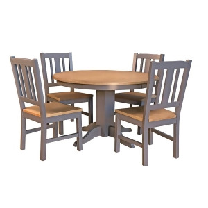 A-america Port Townsend 5 Piece Round Dining Room Set w/Wood Chairs in Gull Grey - All
