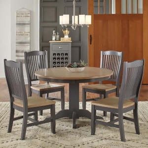 A-america Port Townsend 6 Piece Round Dining Room Set w/Wood Chairs in Gull Grey - All