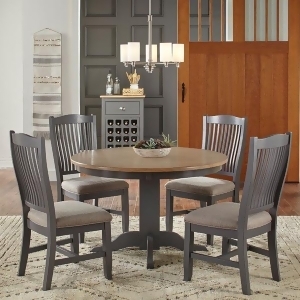 A-america Port Townsend 5 Piece Round Dining Room Set in Gull Grey Seaside Pin - All