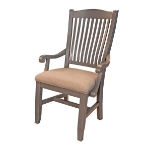 A-america Port Townsend Upholstered Slatback Arm Chair in Gull Grey Seaside Pi - All