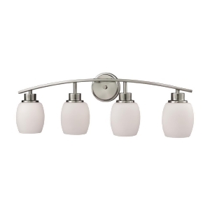 Thomas Casual Mission 4 Light Bath In Brushed Nickel With White Lined Glass - All