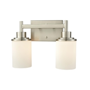 Thomas Belmar 2 Light Bath In Brushed Nickel With Opal White Glass - All