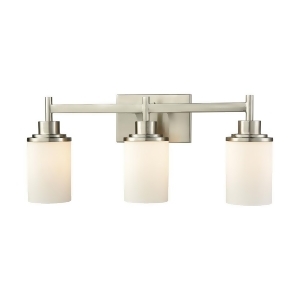 Thomas Belmar 3 Light Bath In Brushed Nickel With Opal White Glass - All