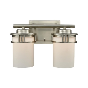 Thomas Ravendale 2 Light Bath In Brushed Nickel With Opal White Glass - All