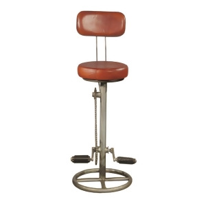 Pulaski Kent Adjustable Leather Barstool w/Bicycle Foot Pedal Rests - All