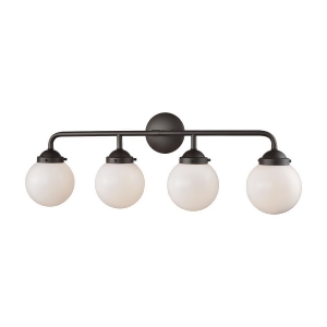 Thomas Beckett 4 Light Bath In Oil Rubbed Bronze And Opal White Glass - All