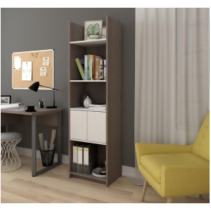 Bestar Small Space 20 Inch Storage Tower in Bark Gray White - All
