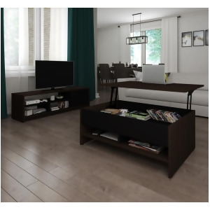 Bestar Small Space 2-Piece Lift-Top Storage Coffee Table Tv Stand Set in Dark - All
