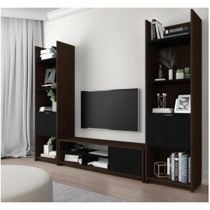 Bestar Small Space 3-Piece Tv Stand 2 Storage Towers Set in Dark Chocolate B - All