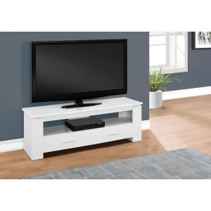Monarch Specialties 2601 Tv Stand in White w/2 Storage Drawers - All