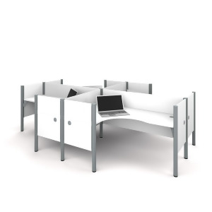 Bestar Pro-Biz Four L-Desk Workstation in White - All