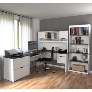 Bestar Innova L-Shaped Desk w/Accessories in White Antigua - All