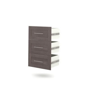 Bestar Pur 3-Drawer Set for 25 Inch Storage Unit in Bark Gray - All