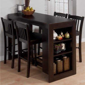 Jofran Tribeca 5 Piece Counter Height Table Set w/Shelving in Merlot - All