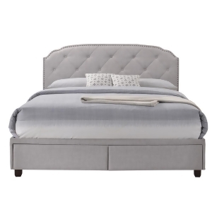 Pulaski Queen All-In-One Shaped Corners Grey Upholstered Bed w/Storage Footboard - All