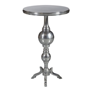 Pulaski Round Polished Aluminum Silver Pedestal Tripod Base Table - All