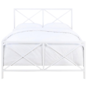 Pulaski All-In-One White High Gloss X-Patterned Queen Metal Bed - All