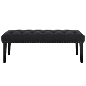 Pulaski Charcoal Diamond Button Tufted Upholstered Bed Bench - All