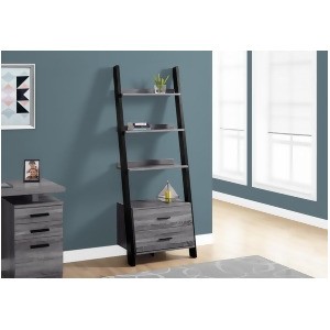 Monarch Specialties 2755 69 Inch Bookcase w/2 Storage Drawer in Grey Black - All