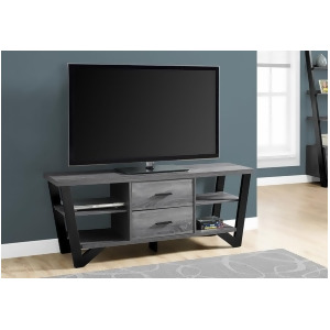 Monarch Specialties 2762 Tv Stand w/2 Storage Drawers in Grey Black - All