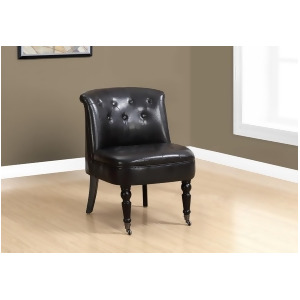 Monarch Specialties 8172 Accent Chair in Traditional Style Dark Brown Leather Lo - All