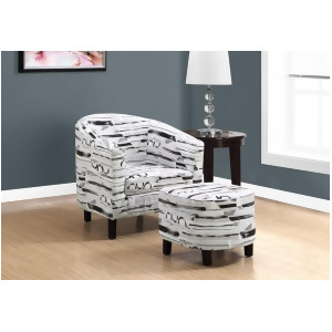 Monarch Specialties 8057 Accent Chair w/Ottoman in Grey Black Brush Design Fab - All