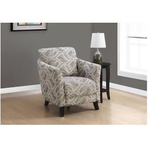 Monarch Specialties 8182 Accent Chair in Taupe Leaf Design Fabric - All