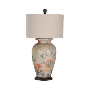 Guild Master 355021 Terra Cotta Iv Table Lamp In Antique White With Floral Tile - All