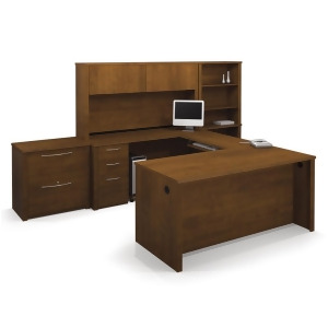 Bestar Embassy U-shaped Workstation And Accessories Kit In Tuscany Brown - All