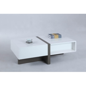 Chintaly White Cocktail Table With 1 Raised Top - All