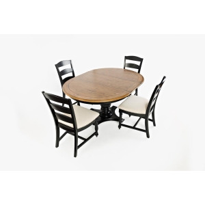 Jofran Castle Hill 5 Piece Round to Oval Dining Room Set in Antique Black Oak - All