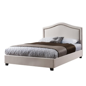 Sunset Trading Upholstered Nailhead Platform Bed in Taupe - All