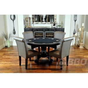 Bbo Poker The Nighthawk Round Poker Table Set w/ 4 Lounge Chairs - All