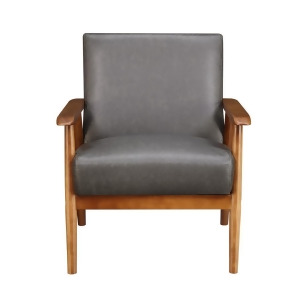 Pulaski Wood Frame Faux Leather Accent Chair in Lummus Steel - All