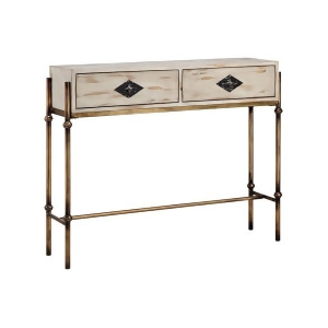Stein World Telsa Console Table in Burnished Gold Hand-Painted White Burni - All