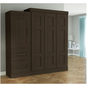 Bestar Edge Wall Bed w/2-Drawer Storage Unit in Dark Chocolate - All