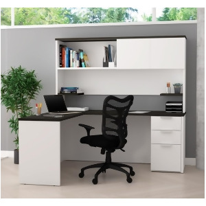 Bestar Pro-Concept Plus L-Desk w/Hutch in White Deep Grey - All