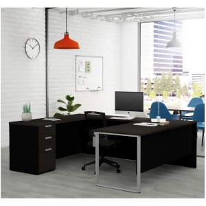 Bestar Pro-Concept Plus U-Desk in Deep Grey Black - All