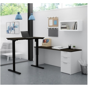 Bestar Pro-Concept Plus Height Adjustable L-Desk in White Deep Grey - All