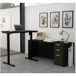 Bestar Pro-Concept Plus Height Adjustable L-Desk in Deep Grey Black - All