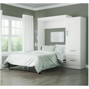 Bestar Edge Wall Bed w/2-Drawer Storage Unit in White - All