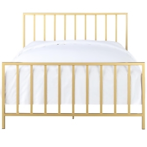 Pulaski All-In-One Slat Style Brushed Gold Queen Metal Bed - All