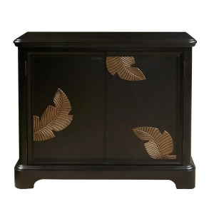 Pulaski Modern Black Bar Cabinet w/Gold Leaf Carving - All