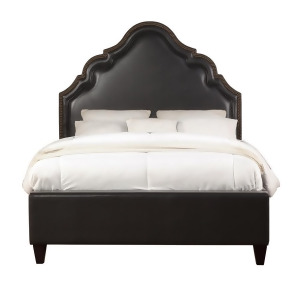 Pulaski Charcoal Faux Leather High Arch Upholstered Queen Bed - All