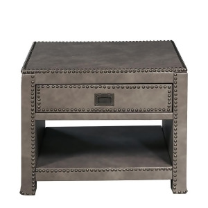 Pulaski Industrial Style Square Grey Faux Leather Trunk Table - All