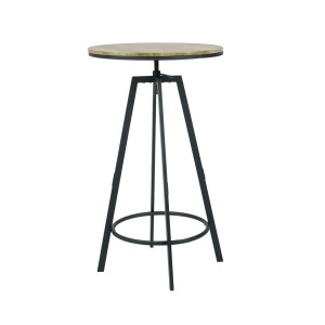 Csp Vintage Industrial Height Adjustable 24 Inch Round Swivel Table w/Wood Top i - All