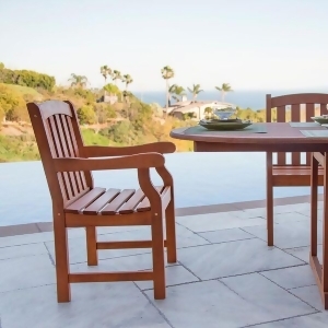 Vifah Malibu V211 Outdoor Natural Wood Garden Arm Chair - All