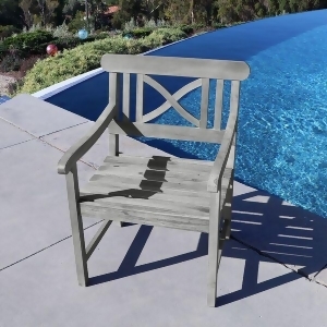 Vifah Renaissance V1298 Outdoor Hand-Scraped Wood Garden Arm Chair - All