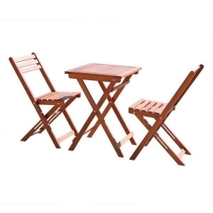 Vifah Malibu V1381 Outdoor 3 Piece Natural Wood Bistro Set - All